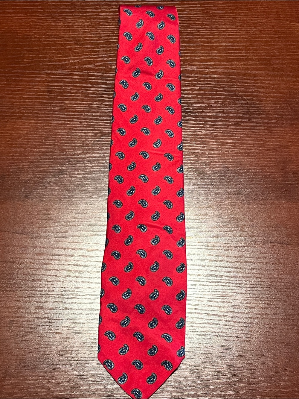 Robert Talbott Red Silk Tie with Navy Paisley